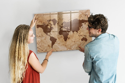 Lavagna magnetica con pennarelli Una mappa del mondo per annotare i ricordi