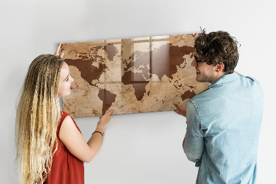 Lavagna magnetica con pennarelli Una mappa del mondo per annotare i ricordi