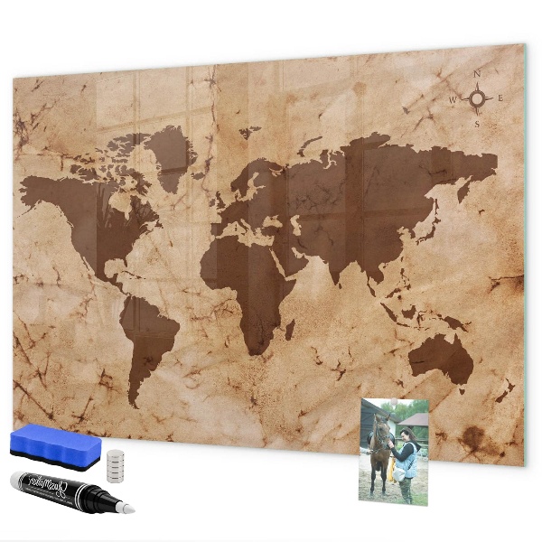 Lavagna magnetica con pennarelli Una mappa del mondo per annotare i ricordi