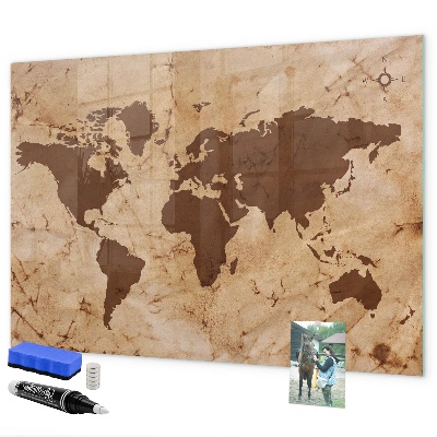 Lavagna magnetica con pennarelli Una mappa del mondo per annotare i ricordi