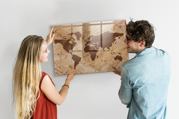Lavagna magnetica con pennarelli Una mappa del mondo per annotare i ricordi