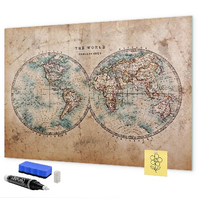 Lavagna magnetica scrivibile Mappa del mondo con spazio per le foto