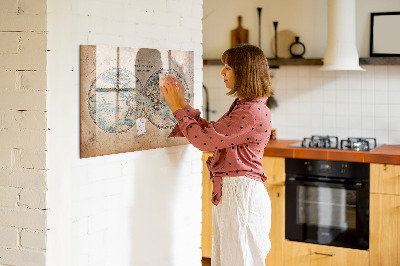 Lavagna magnetica scrivibile Mappa del mondo con spazio per le foto