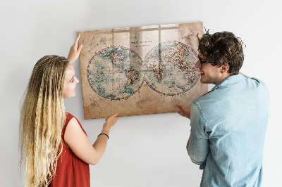 Lavagna magnetica scrivibile Mappa del mondo con spazio per le foto