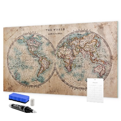 Lavagna magnetica scrivibile Mappa del mondo con spazio per le foto