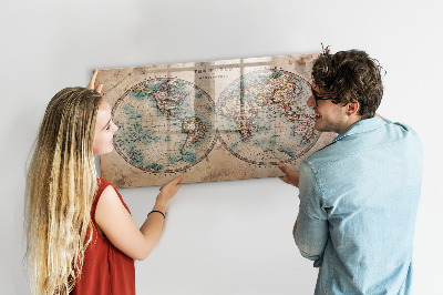 Lavagna magnetica scrivibile Mappa del mondo con spazio per le foto