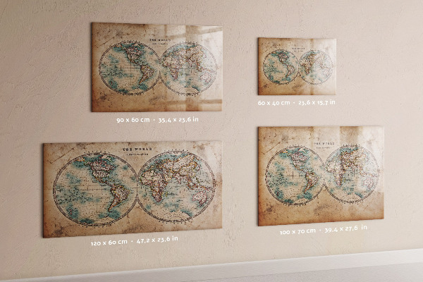 Lavagna magnetica scrivibile Mappa del mondo con spazio per le foto