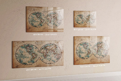 Lavagna magnetica scrivibile Mappa del mondo con spazio per le foto
