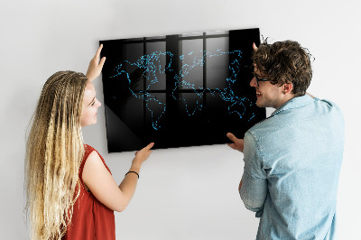 Lavagna magnetica con pennarelli Mappa del mondo con indicazione delle posizioni delle foto