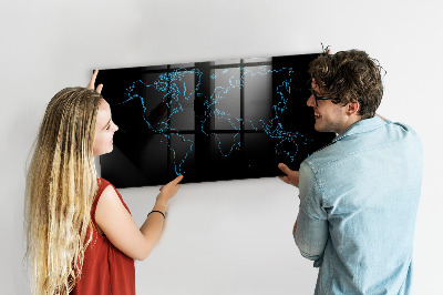 Lavagna magnetica con pennarelli Mappa del mondo con indicazione delle posizioni delle foto