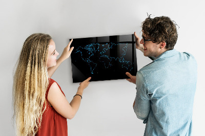 Lavagna magnetica con pennarelli Mappa del mondo con indicazione delle posizioni delle foto