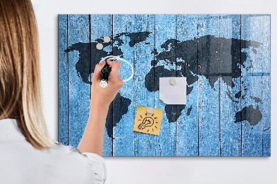 Lavagna magnetica con pennarelli Mappa del mondo con indicazione delle posizioni delle foto