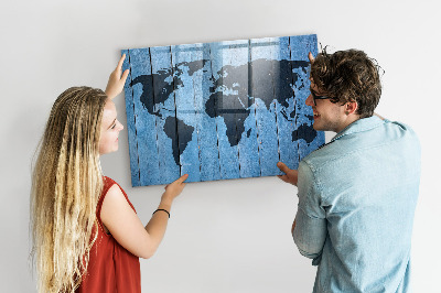Lavagna magnetica con pennarelli Mappa del mondo con indicazione delle posizioni delle foto