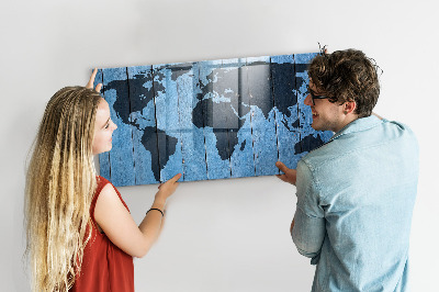 Lavagna magnetica con pennarelli Mappa del mondo con indicazione delle posizioni delle foto