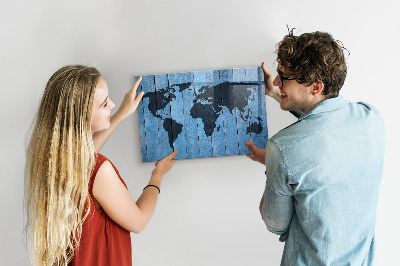Lavagna magnetica con pennarelli Mappa del mondo con indicazione delle posizioni delle foto