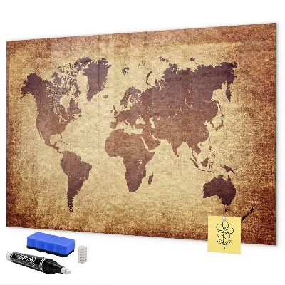 Lavagna magnetica scrivibile Mappa del mondo con indicazione delle posizioni delle foto
