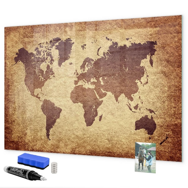 Lavagna magnetica scrivibile Mappa del mondo con indicazione delle posizioni delle foto