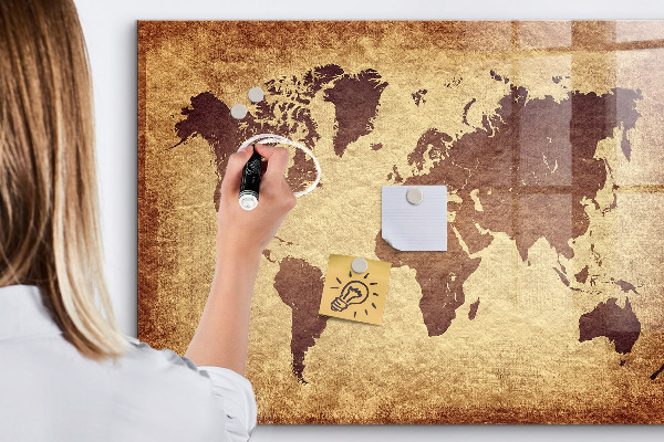 Lavagna magnetica scrivibile Mappa del mondo con indicazione delle posizioni delle foto