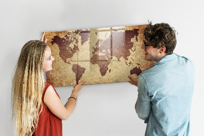 Lavagna magnetica scrivibile Mappa del mondo con indicazione delle posizioni delle foto