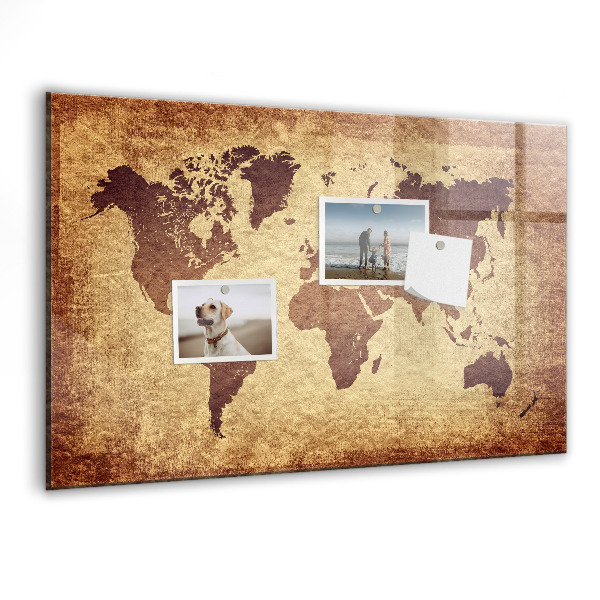 Lavagna magnetica scrivibile Mappa del mondo con indicazione delle posizioni delle foto