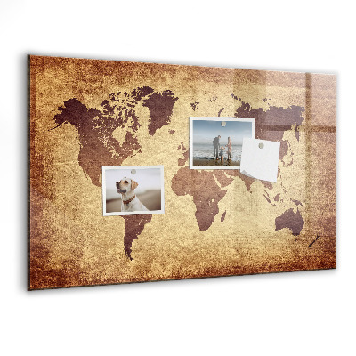 Lavagna magnetica scrivibile Mappa del mondo con indicazione delle posizioni delle foto