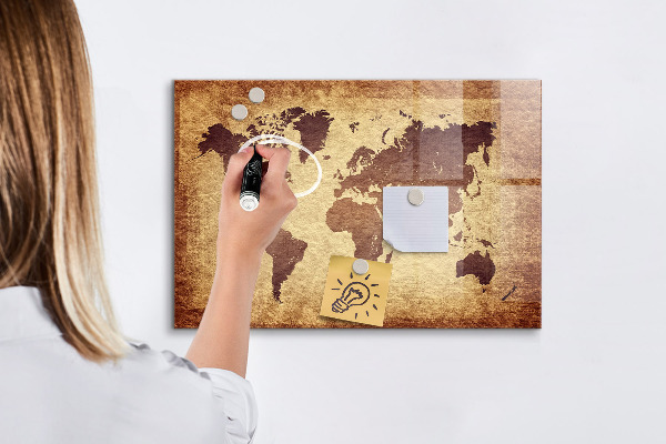 Lavagna magnetica scrivibile Mappa del mondo con indicazione delle posizioni delle foto