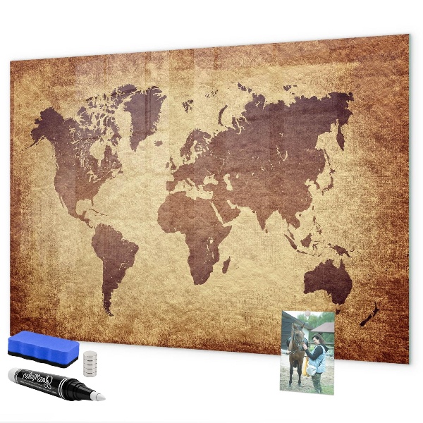Lavagna magnetica scrivibile Mappa del mondo con indicazione delle posizioni delle foto