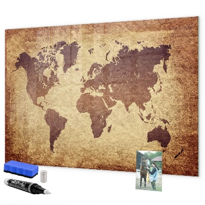 Lavagna magnetica scrivibile Mappa del mondo con indicazione delle posizioni delle foto