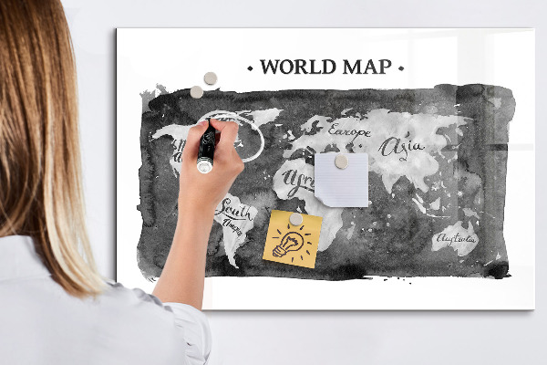 Lavagna magnetica con pennarelli Mappa del mondo con indicazione delle posizioni delle foto