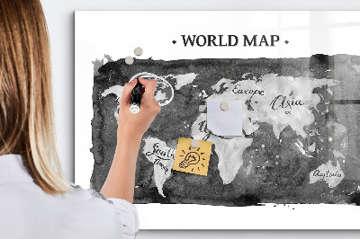 Lavagna magnetica con pennarelli Mappa del mondo con indicazione delle posizioni delle foto