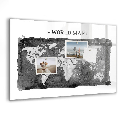 Lavagna magnetica con pennarelli Mappa del mondo con indicazione delle posizioni delle foto