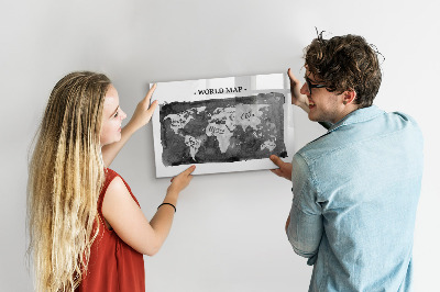 Lavagna magnetica con pennarelli Mappa del mondo con indicazione delle posizioni delle foto
