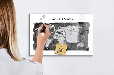 Lavagna magnetica con pennarelli Mappa del mondo con indicazione delle posizioni delle foto