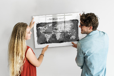Lavagna magnetica con pennarelli Mappa del mondo con indicazione delle posizioni delle foto