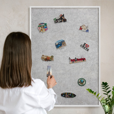 Lavagna magnetica stampata per calamite con cornice bianca Texture grigia