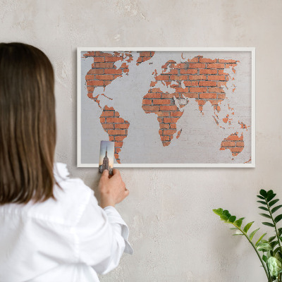 Lavagna magnetica da parete per calamite di colore bianco Mappa dei mattoni