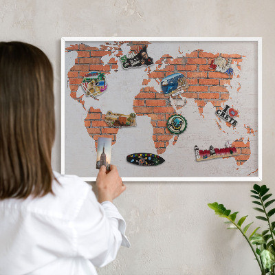 Lavagna magnetica da parete per calamite di colore bianco Mappa dei mattoni