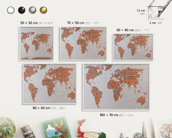 Lavagna magnetica da parete per calamite di colore bianco Mappa dei mattoni