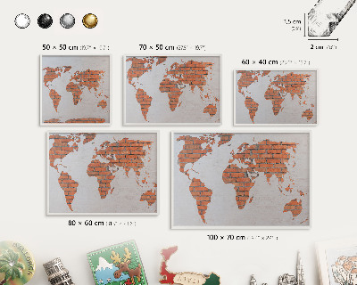 Lavagna magnetica da parete per calamite di colore bianco Mappa dei mattoni
