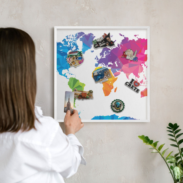 Lavagna magnetica stampata per calamite con cornice bianca Mappa a colori