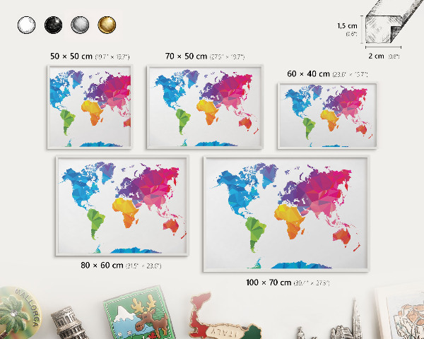 Lavagna magnetica stampata per calamite con cornice bianca Mappa a colori