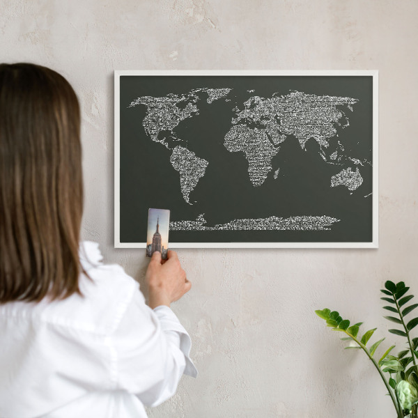 Lavagna magnetica da parete per calamite di colore bianco Mappa testuale