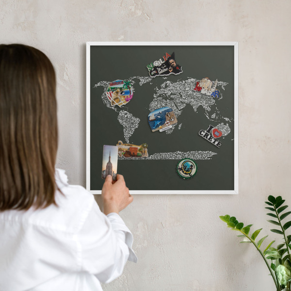 Lavagna magnetica da parete per calamite di colore bianco Mappa testuale
