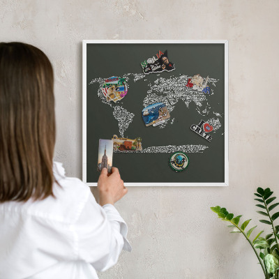 Lavagna magnetica da parete per calamite di colore bianco Mappa testuale