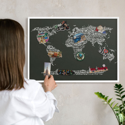Lavagna magnetica da parete per calamite di colore bianco Mappa testuale