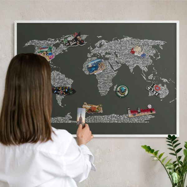Lavagna magnetica da parete per calamite di colore bianco Mappa testuale