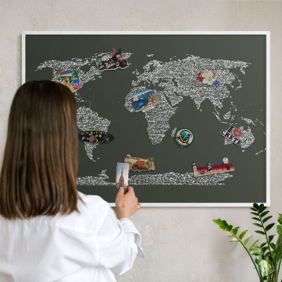 Lavagna magnetica da parete per calamite di colore bianco Mappa testuale