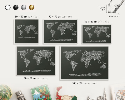 Lavagna magnetica da parete per calamite di colore bianco Mappa testuale