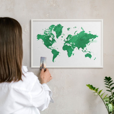 Lavagna magnetica da parete per calamite di colore bianco Mappa verde
