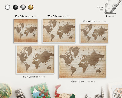 Lavagna magnetica da parete per calamite di colore bianco Mappa del mondo